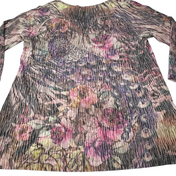 CHICO'S Multi-colored Floral Bird Sequins Embellished Top Size S - Picture 9 of 16